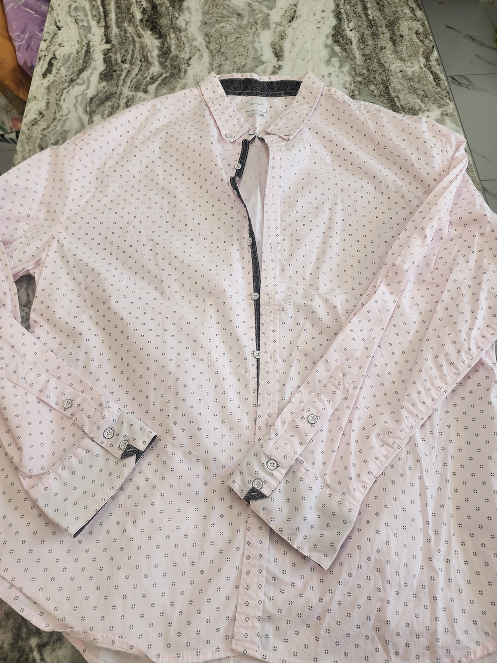 Men's Light Pink Micro-Pattern Button-Down Shirt